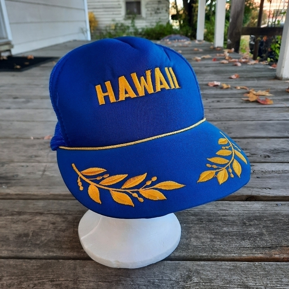 Vintage Hawaiian Headwear Hawaii blue wings embroidered snapback trucker hat - Picture 2 of 14